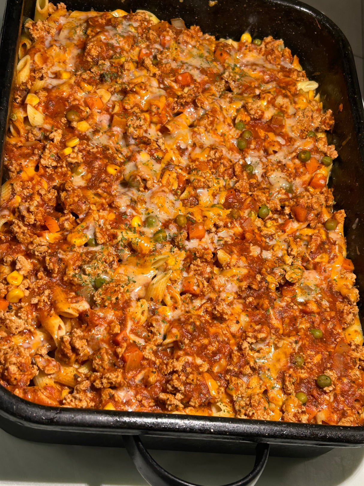 2 LAYER CHESSY GROUND CHICKEN PASTA