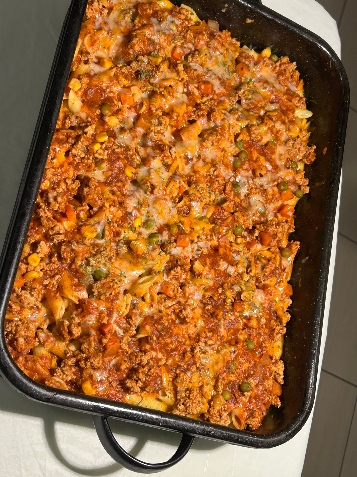 2 LAYER CHESSY GROUND CHICKEN PASTA